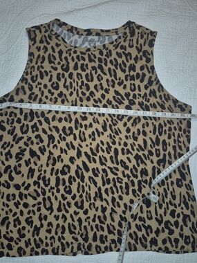 Nine West Tan and Black Leopard Print Sleeveless Top
